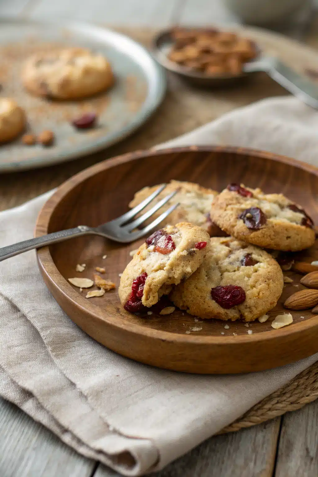 Almond Cherry Cookies ingredients organized and measured on kitchen counter