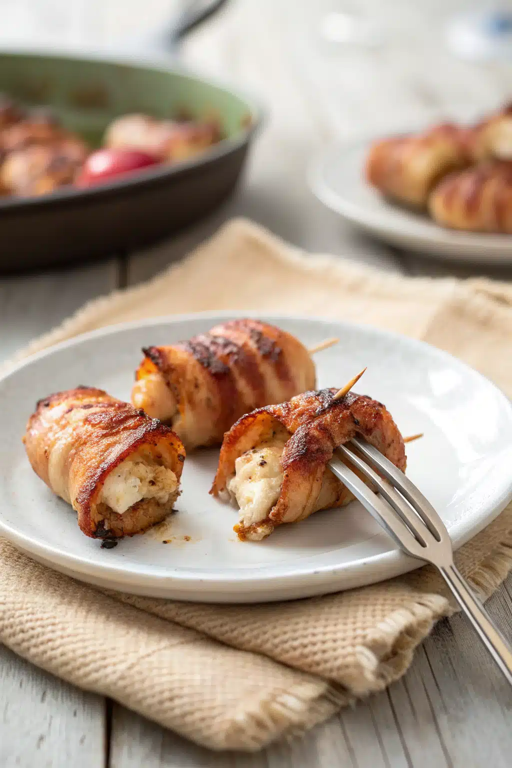 Bacon Wrapped Chicken Bites ingredients organized and measured on kitchen counter