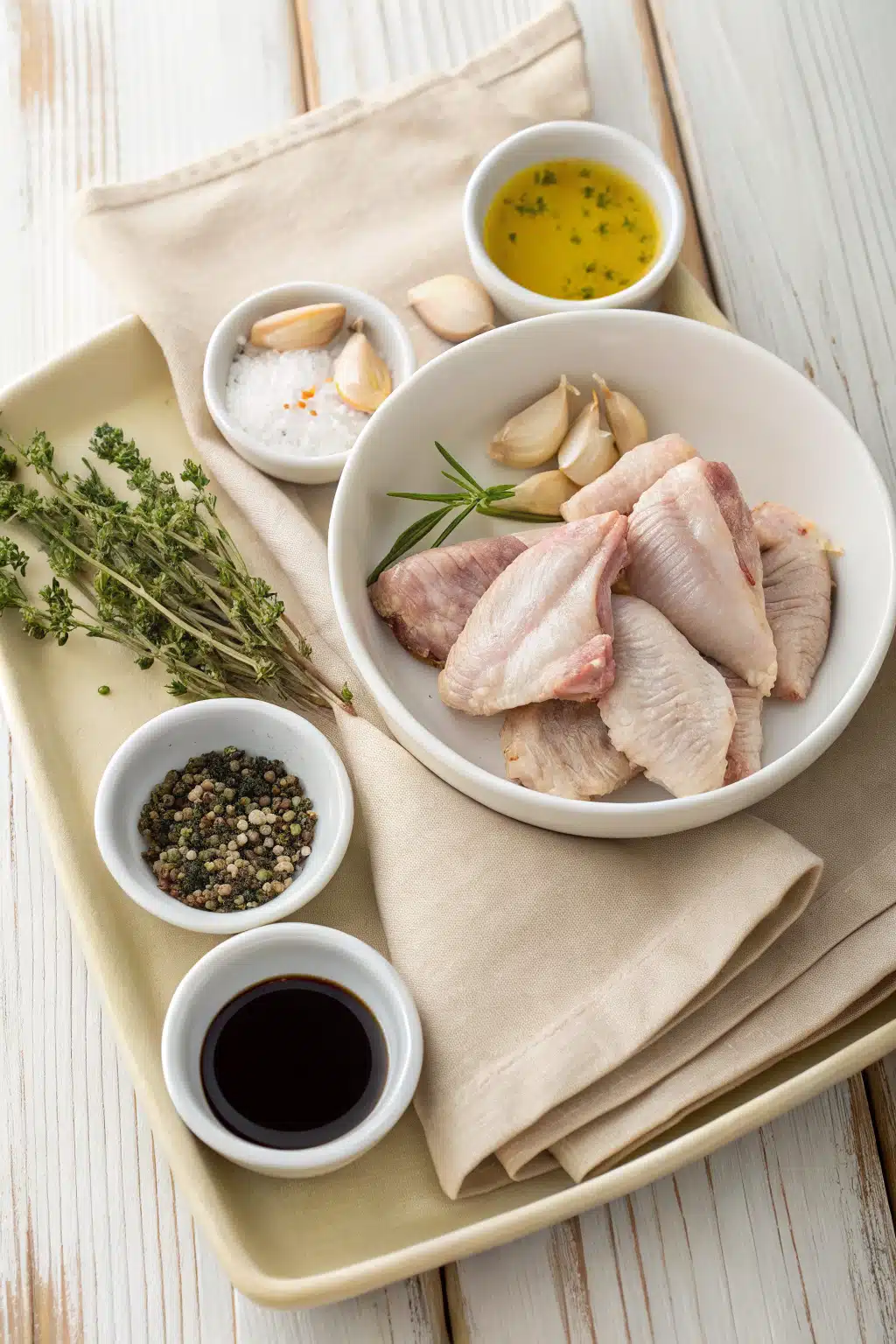Baked Turkey Wings beautifully presented from an overhead angle