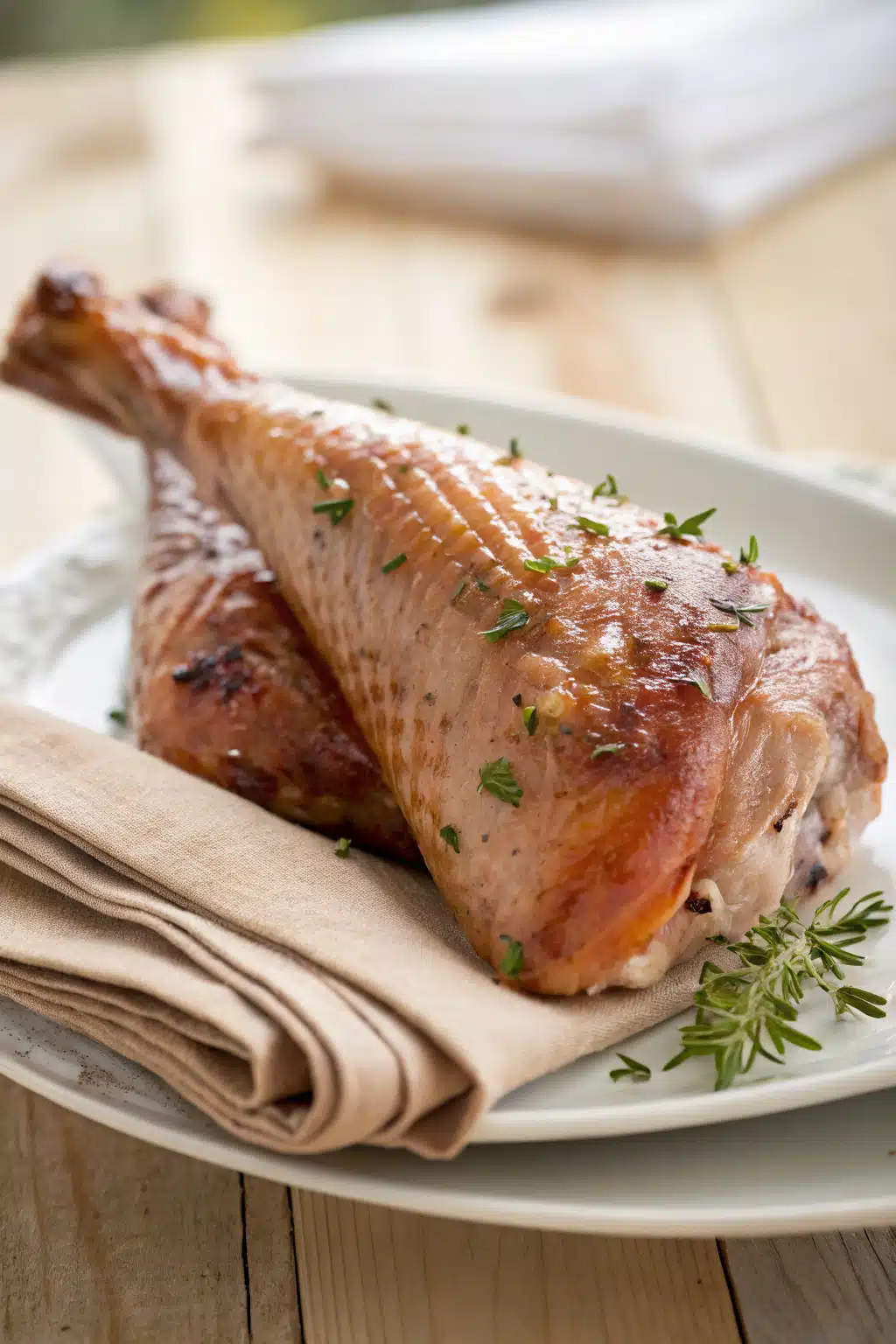 Baked Turkey Wings slice on plate showing perfect texture and swirl pattern