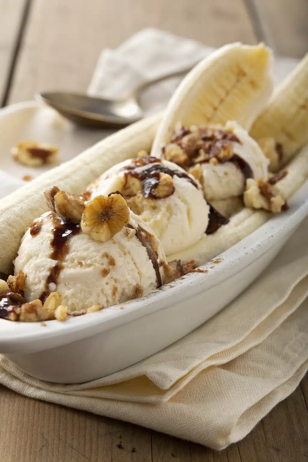 Banana Split Dessert slice on plate showing perfect texture and swirl pattern