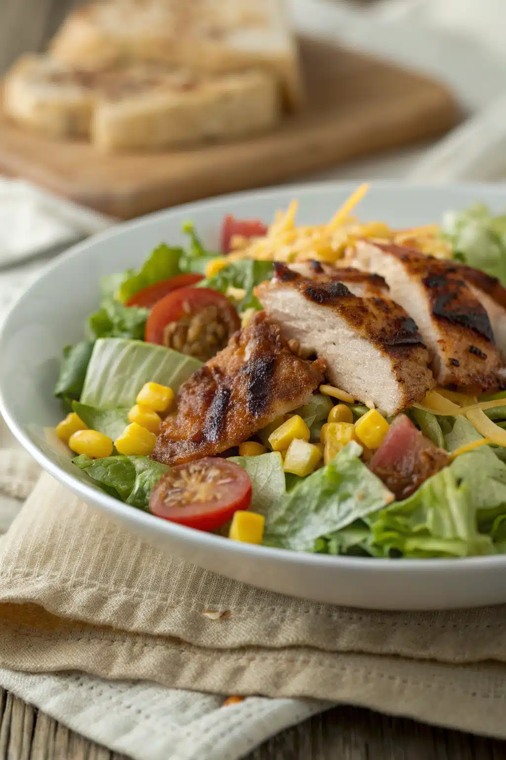 BBQ Chicken Salad slice on plate showing perfect texture and swirl pattern