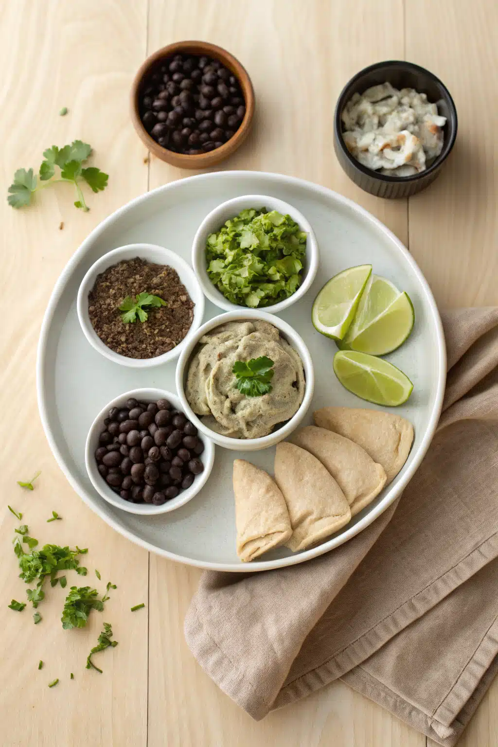 Bean Dip beautifully presented from an overhead angle