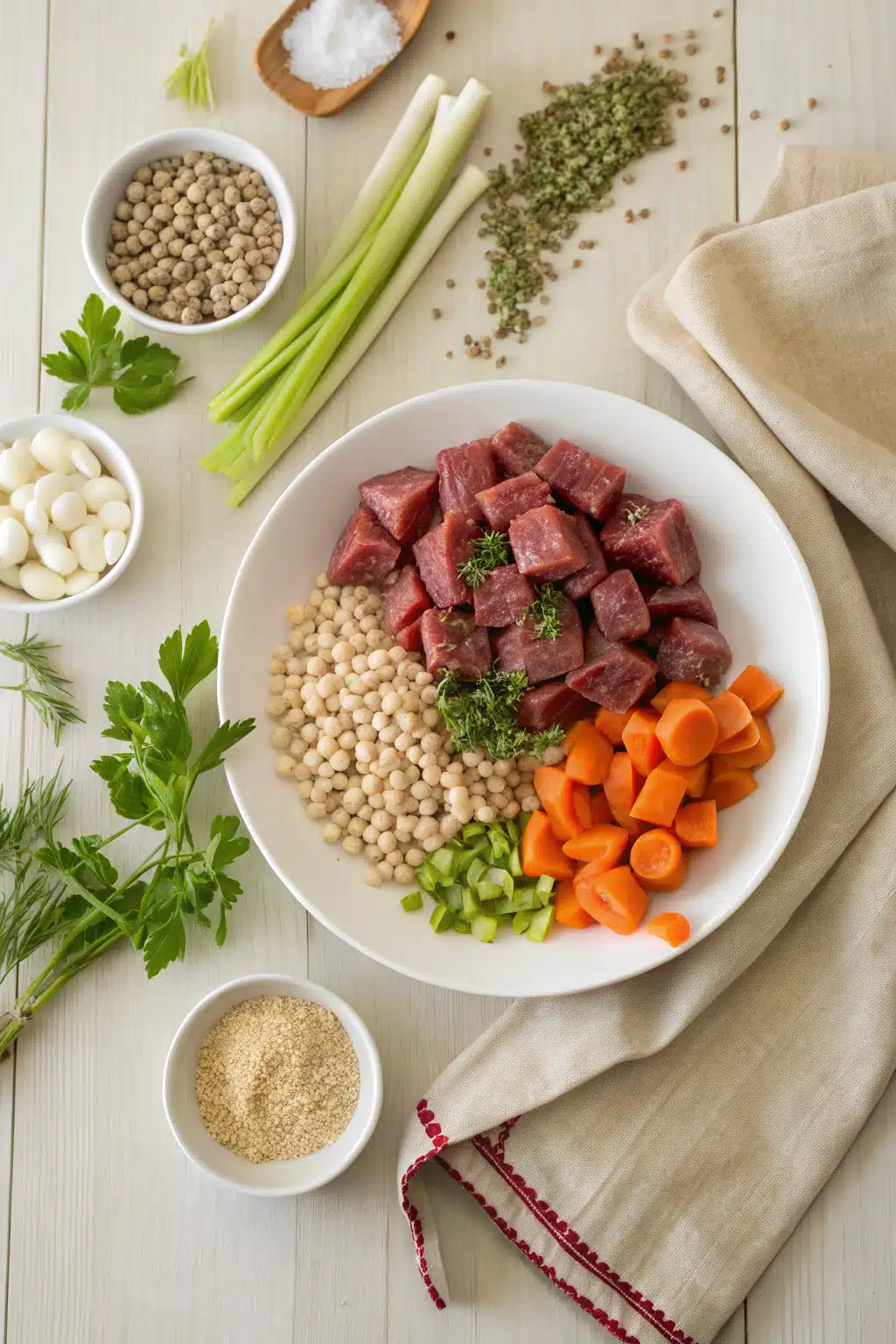 Beef And Barley Soup Tips beautifully presented from an overhead angle