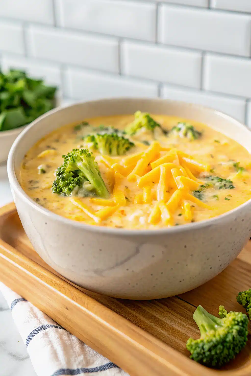 Best Broccoli Cheese Soup slice on plate showing perfect texture and swirl pattern