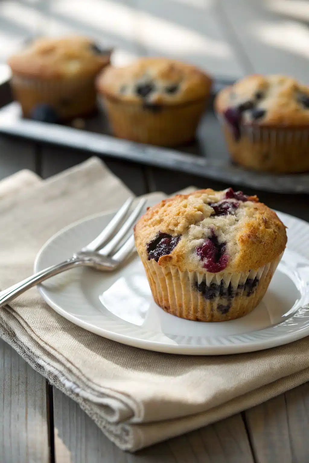 Blueberry Muffins ingredients organized and measured on kitchen counter