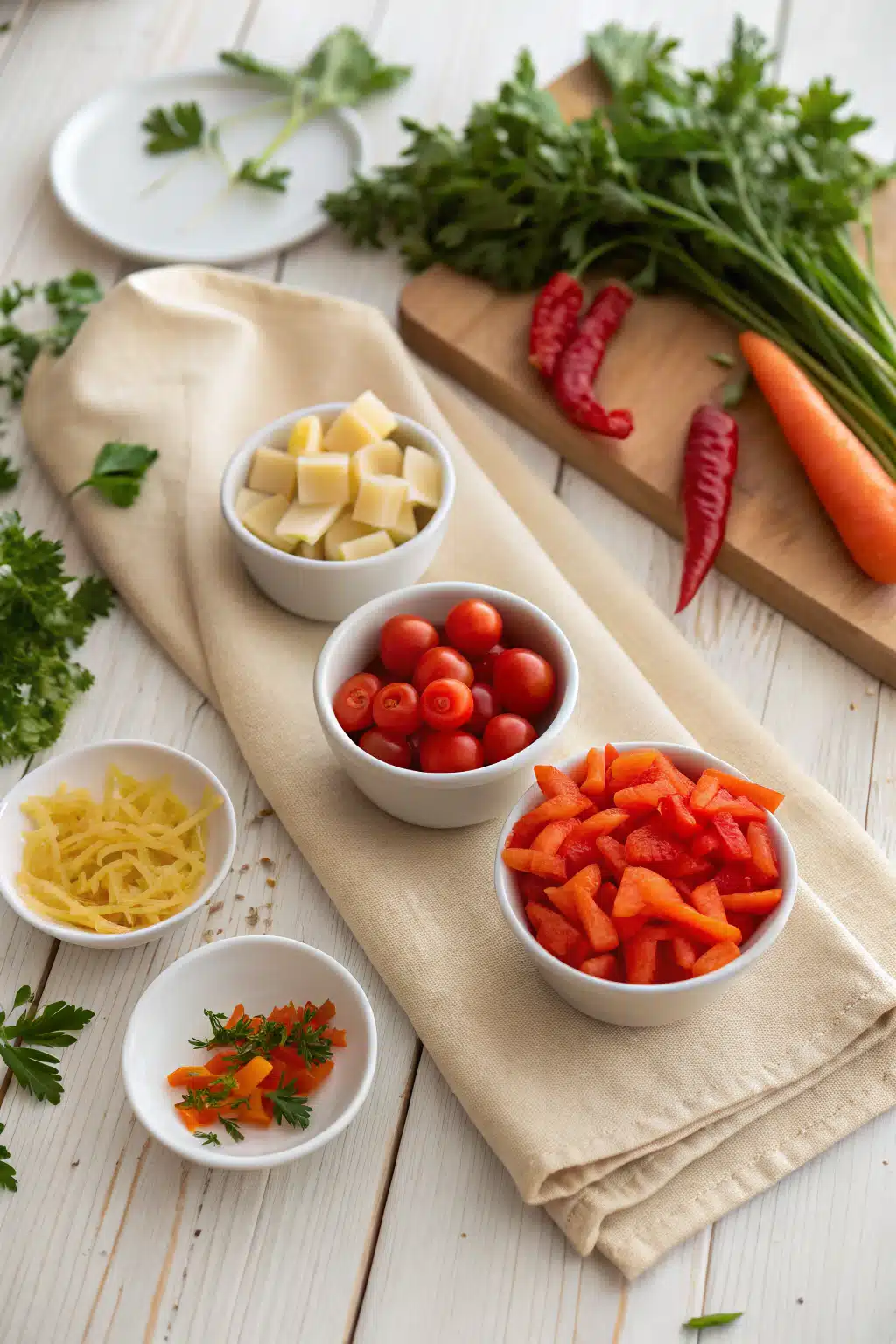 Bow Tie Pasta Salad beautifully presented from an overhead angle