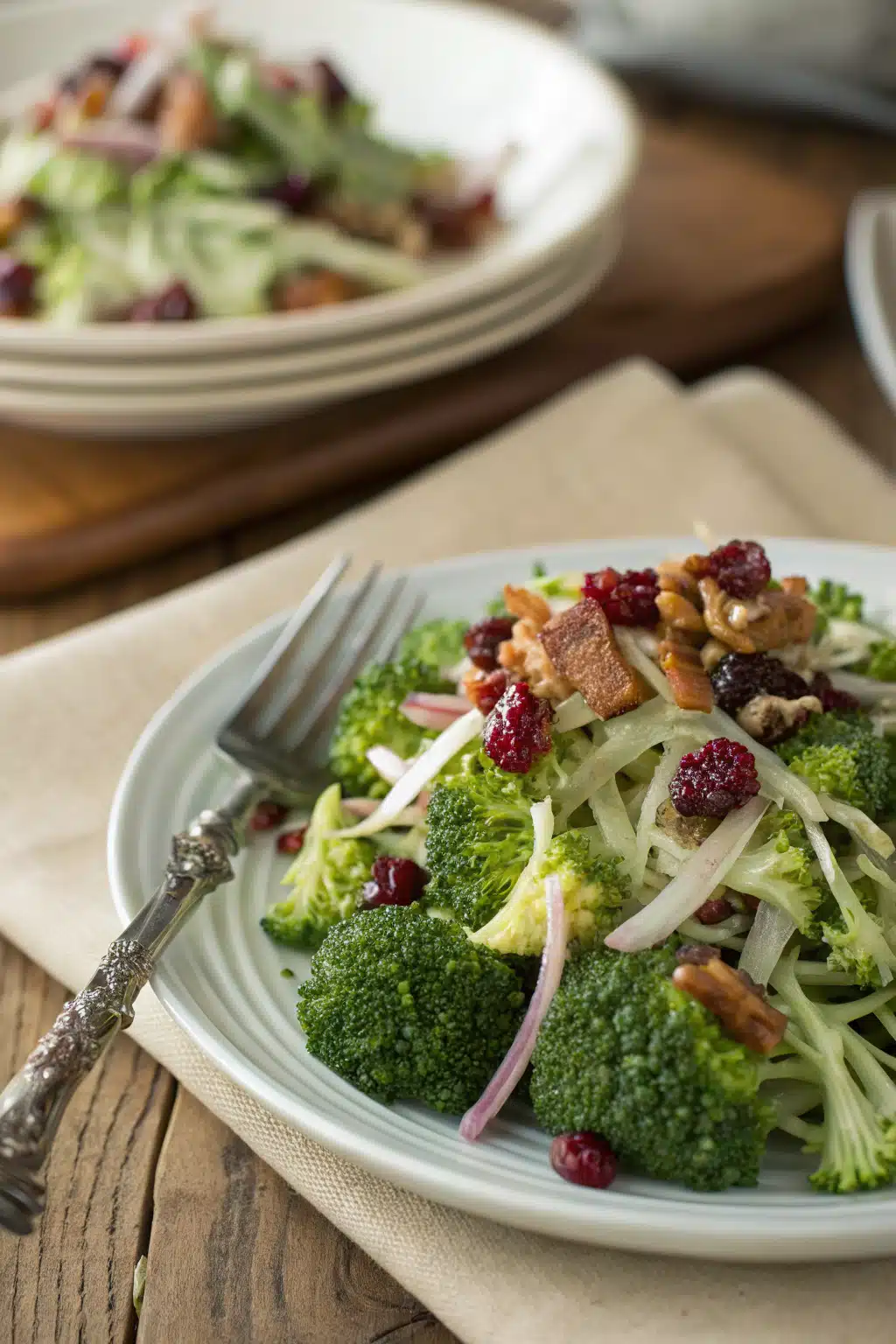 Broccoli Salad ingredients organized and measured on kitchen counter