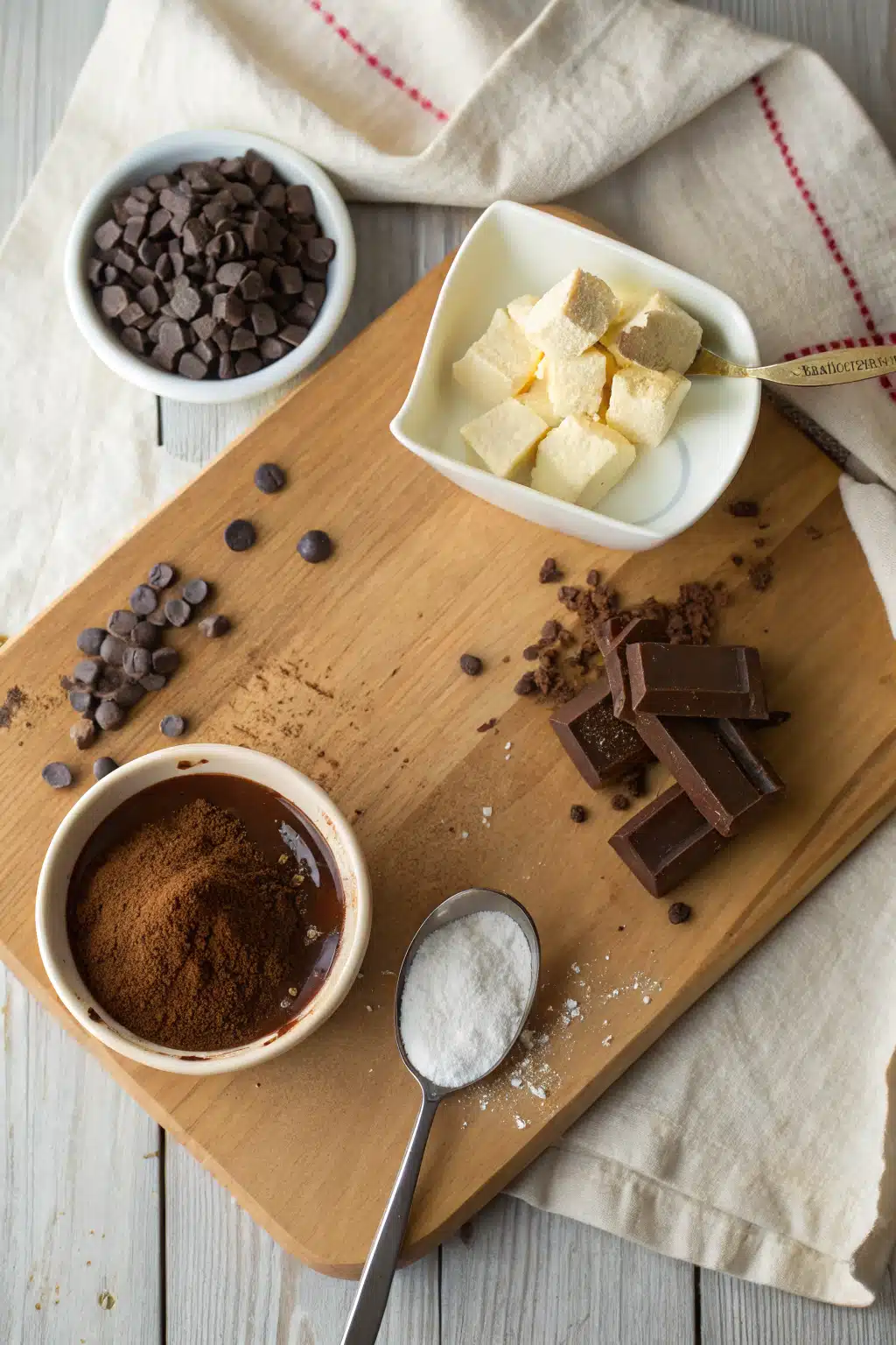 Brownie Batter Dip beautifully presented from an overhead angle
