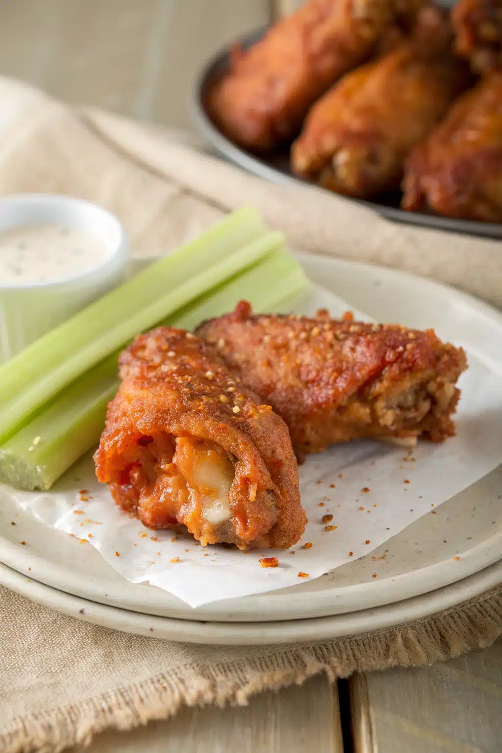 Buffalo Chicken slice on plate showing perfect texture and swirl pattern