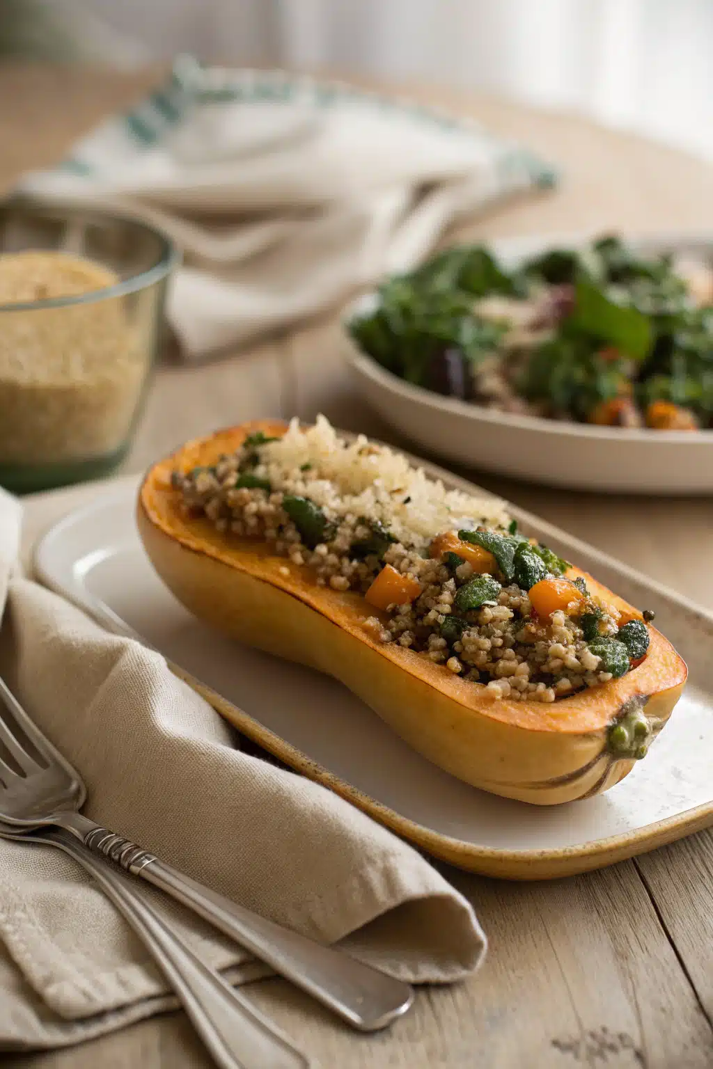 Butternut Squash Stuffed ingredients organized and measured on kitchen counter
