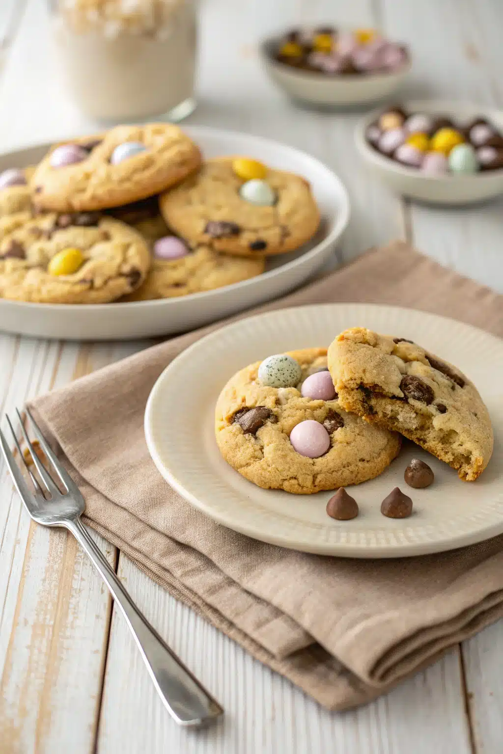 Cadbury Egg Cookies ingredients organized and measured on kitchen counter