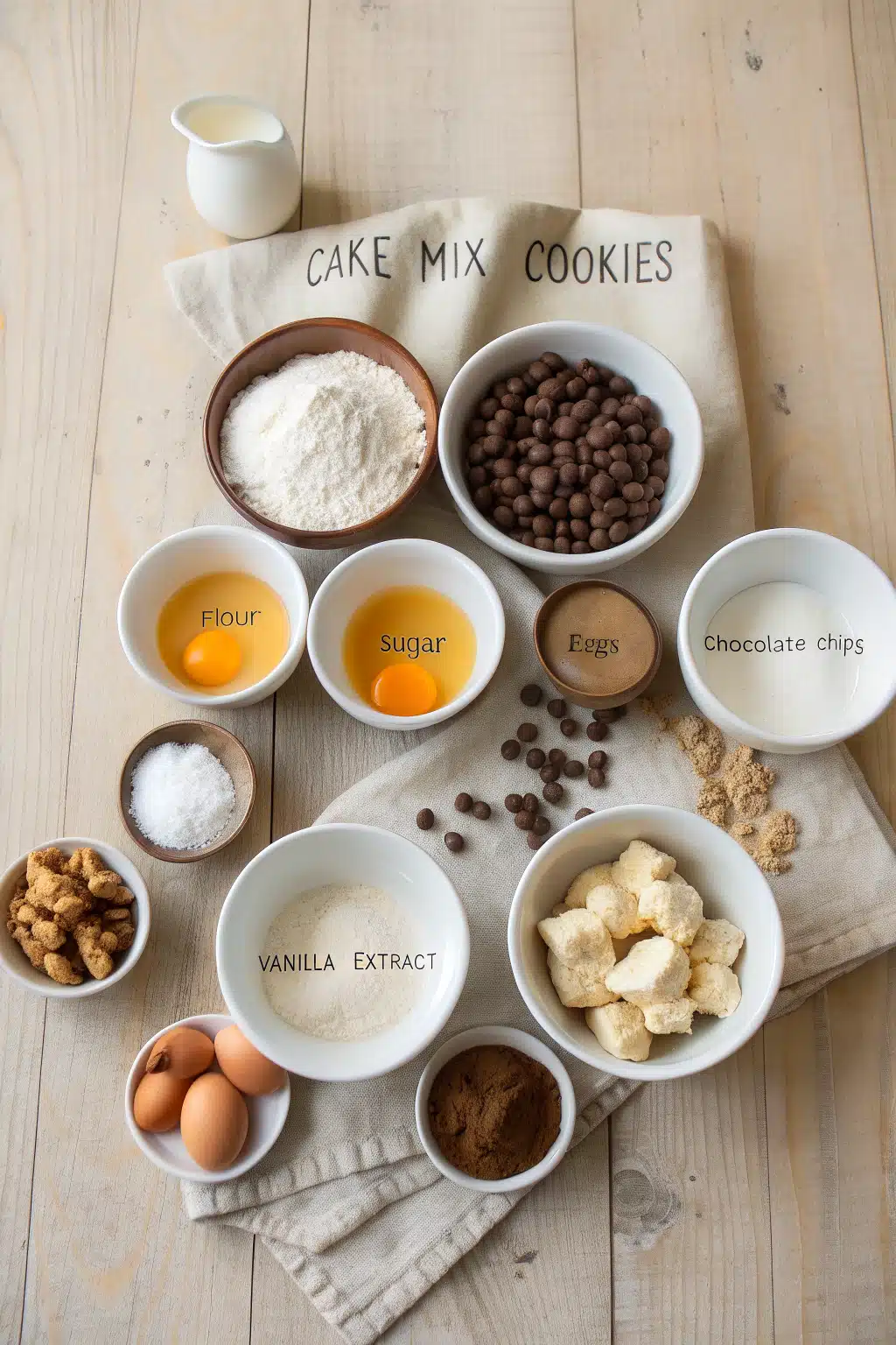 Cake Mix Cookies beautifully presented from an overhead angle