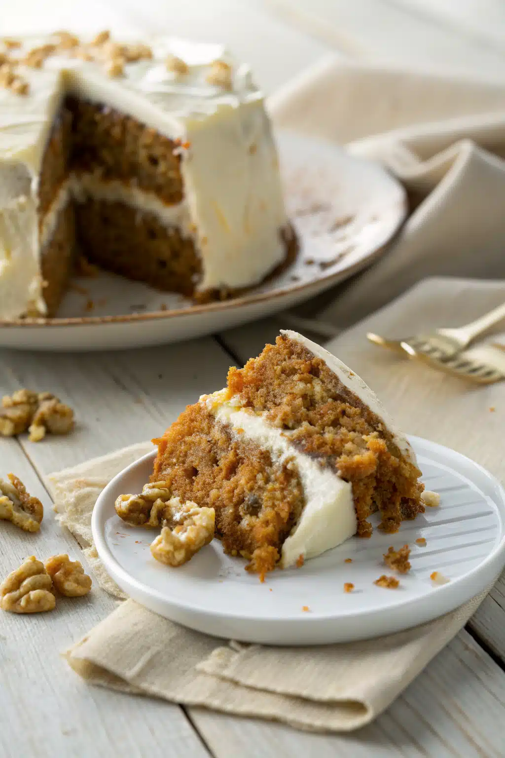 Carrot Cake Loaf slice on plate showing perfect texture and swirl pattern