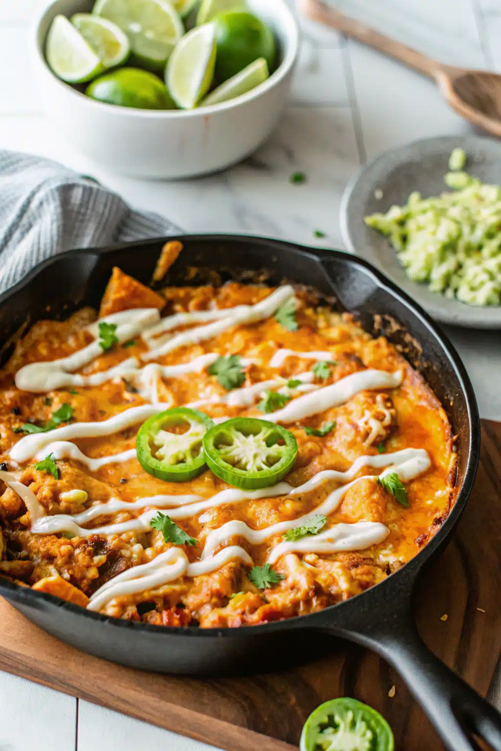 Cheesy Rotisserie Chicken Enchilada Skillet slice on plate showing perfect texture and swirl pattern