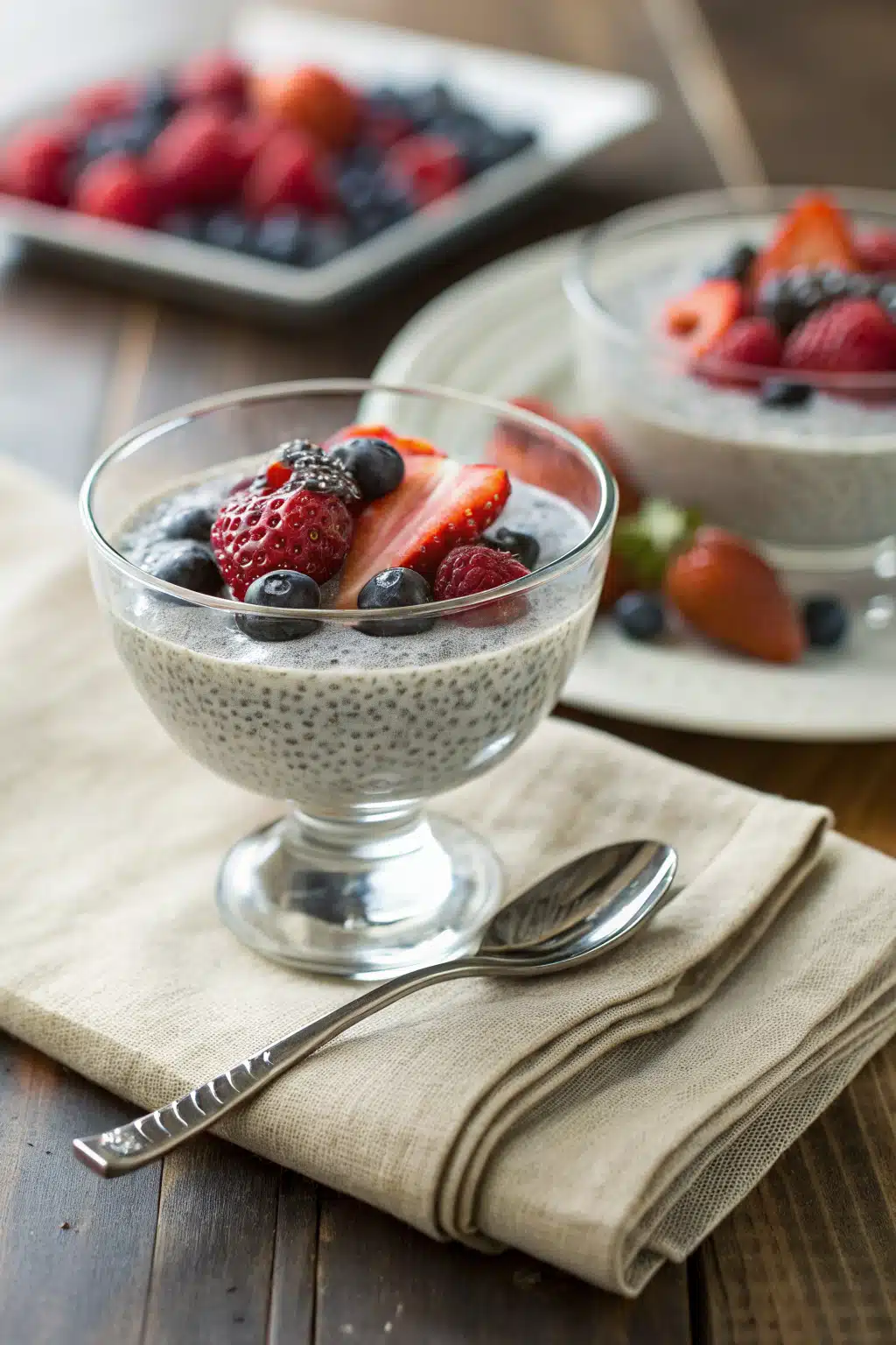 Chia Seed Pudding ingredients organized and measured on kitchen counter