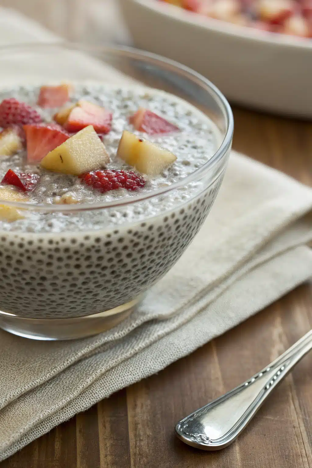 Chia Seed Pudding slice on plate showing perfect texture and swirl pattern