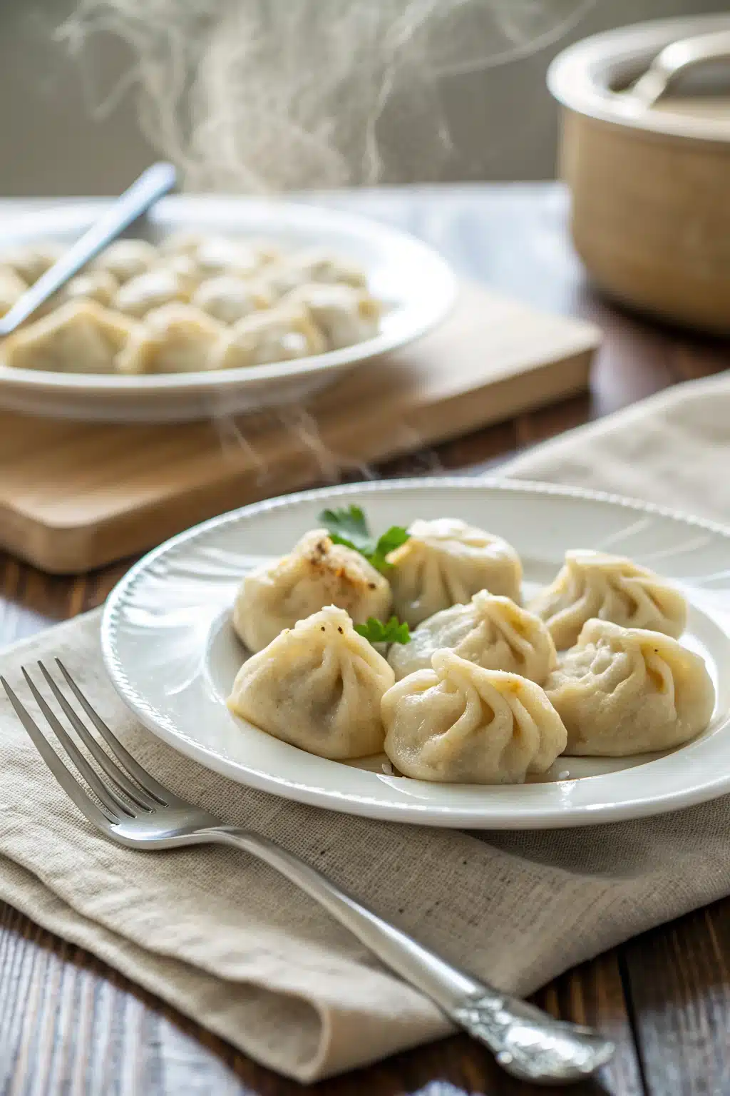 Chicken Dumplings ingredients organized and measured on kitchen counter