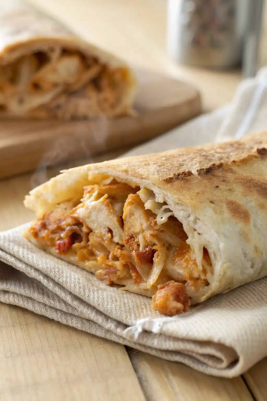 Chicken Flautas slice on plate showing perfect texture and swirl pattern