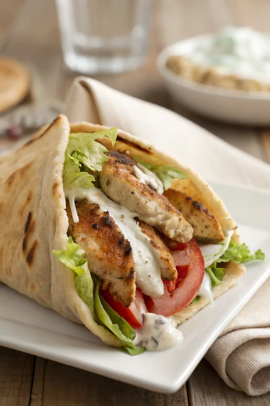 Chicken Gyros slice on plate showing perfect texture and swirl pattern