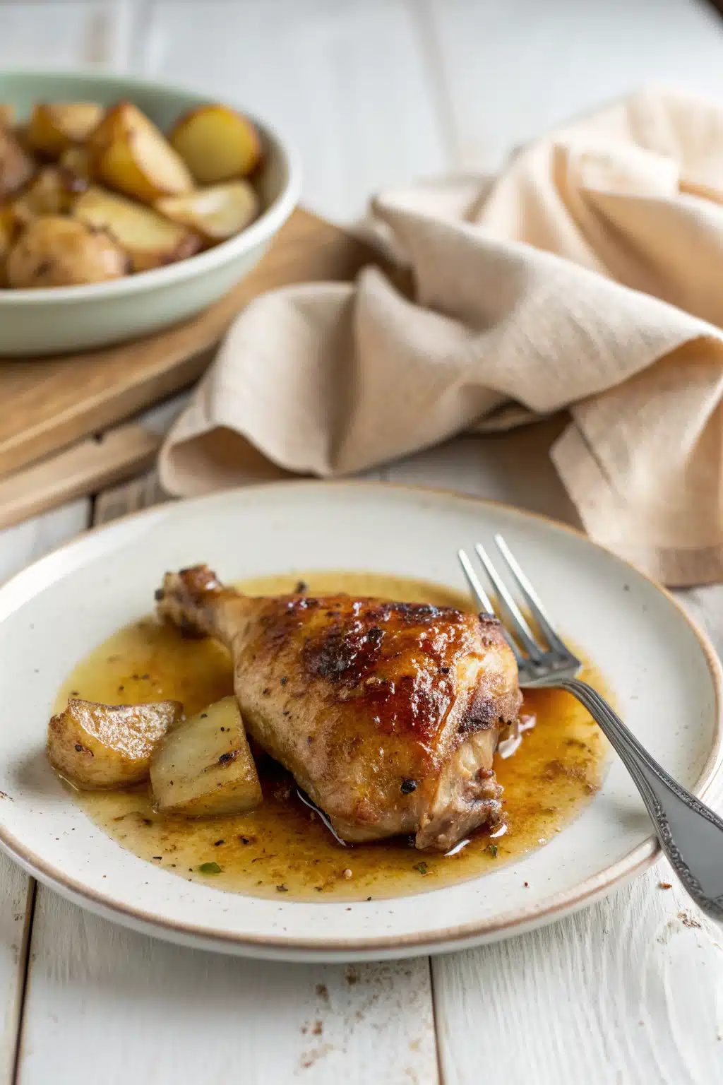 Chicken in White Wine Sauce ingredients organized and measured on kitchen counter