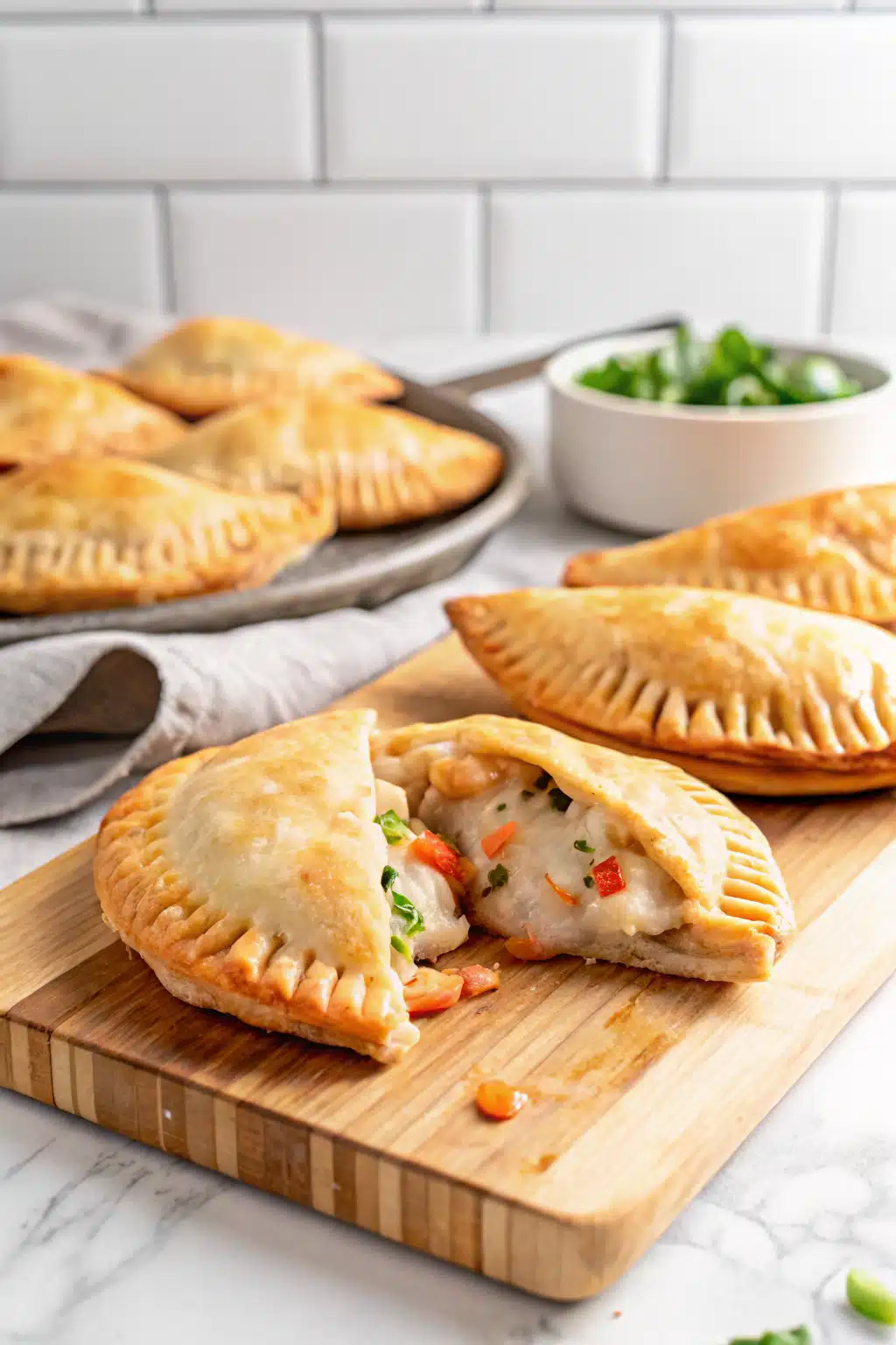 Chicken Pot Pie Hand Pies slice on plate showing perfect texture and swirl pattern