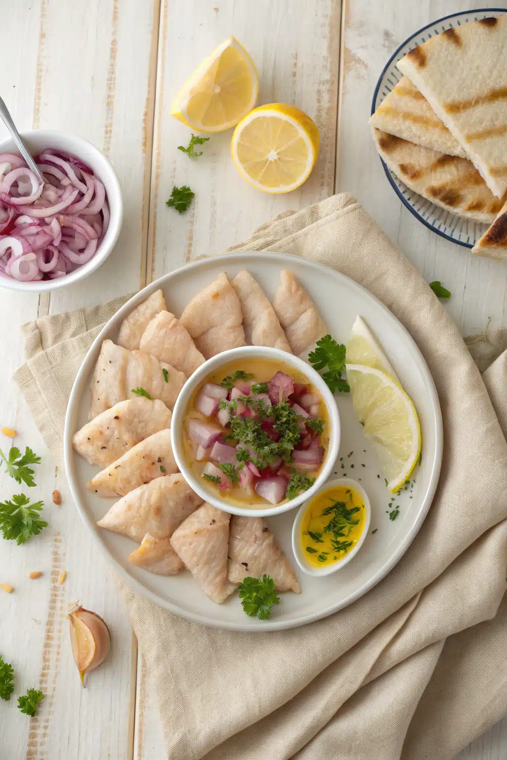 Chicken Shawarma Loaf beautifully presented from an overhead angle