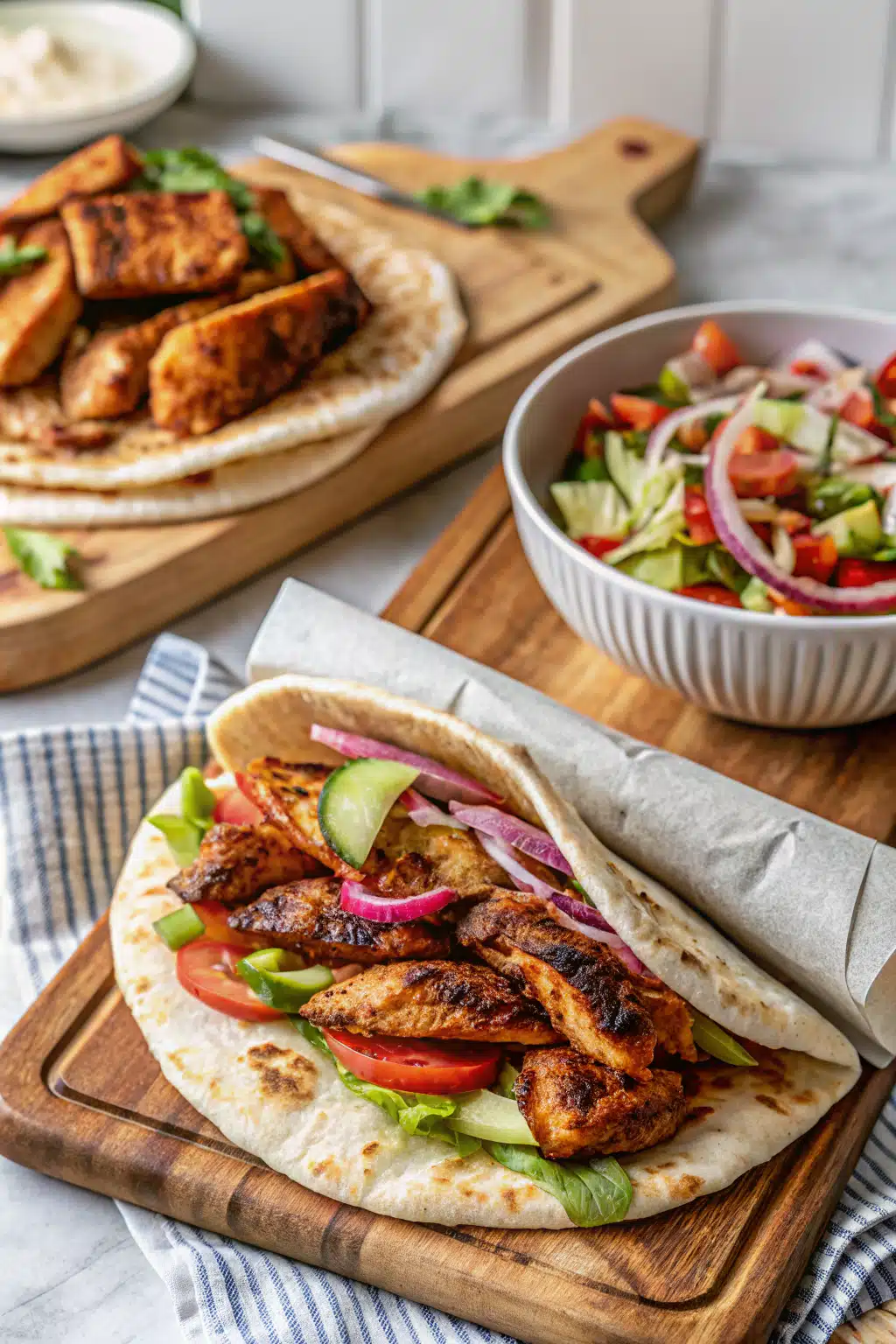Chicken Shawarma slice on plate showing perfect texture and swirl pattern