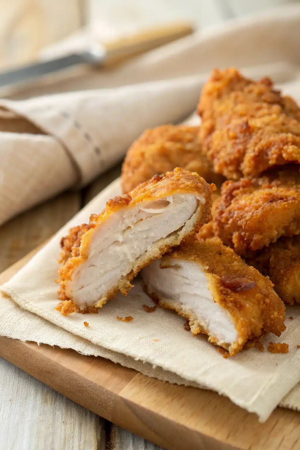 Chicken Tenders slice on plate showing perfect texture and swirl pattern