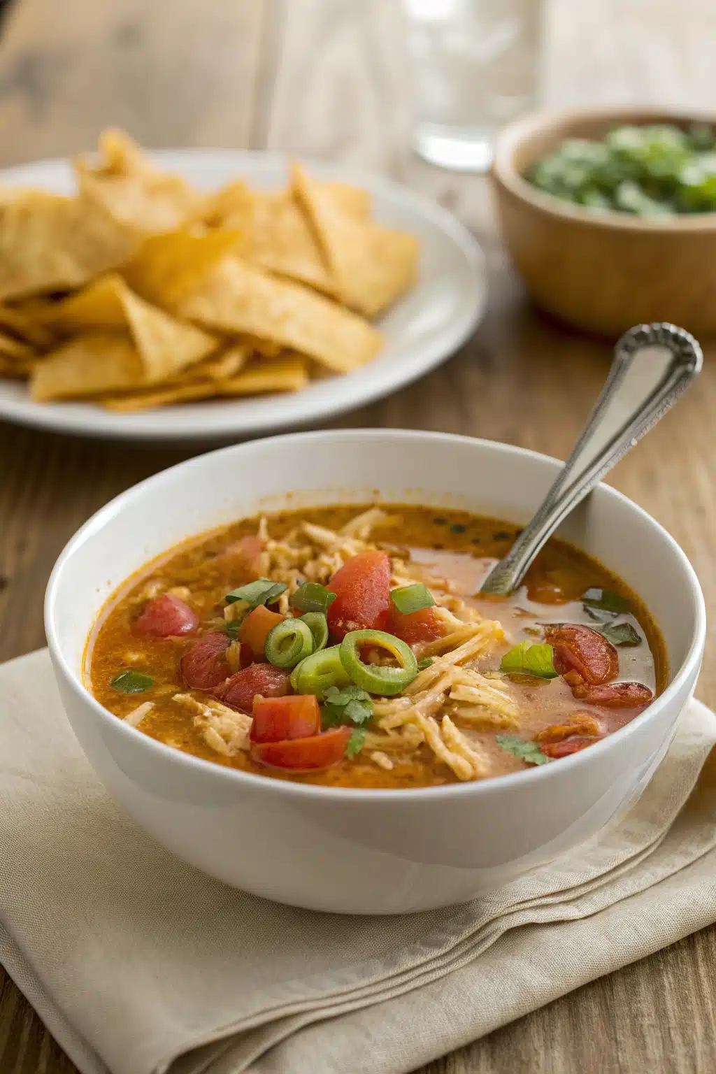 Chicken Tortilla Soup ingredients organized and measured on kitchen counter