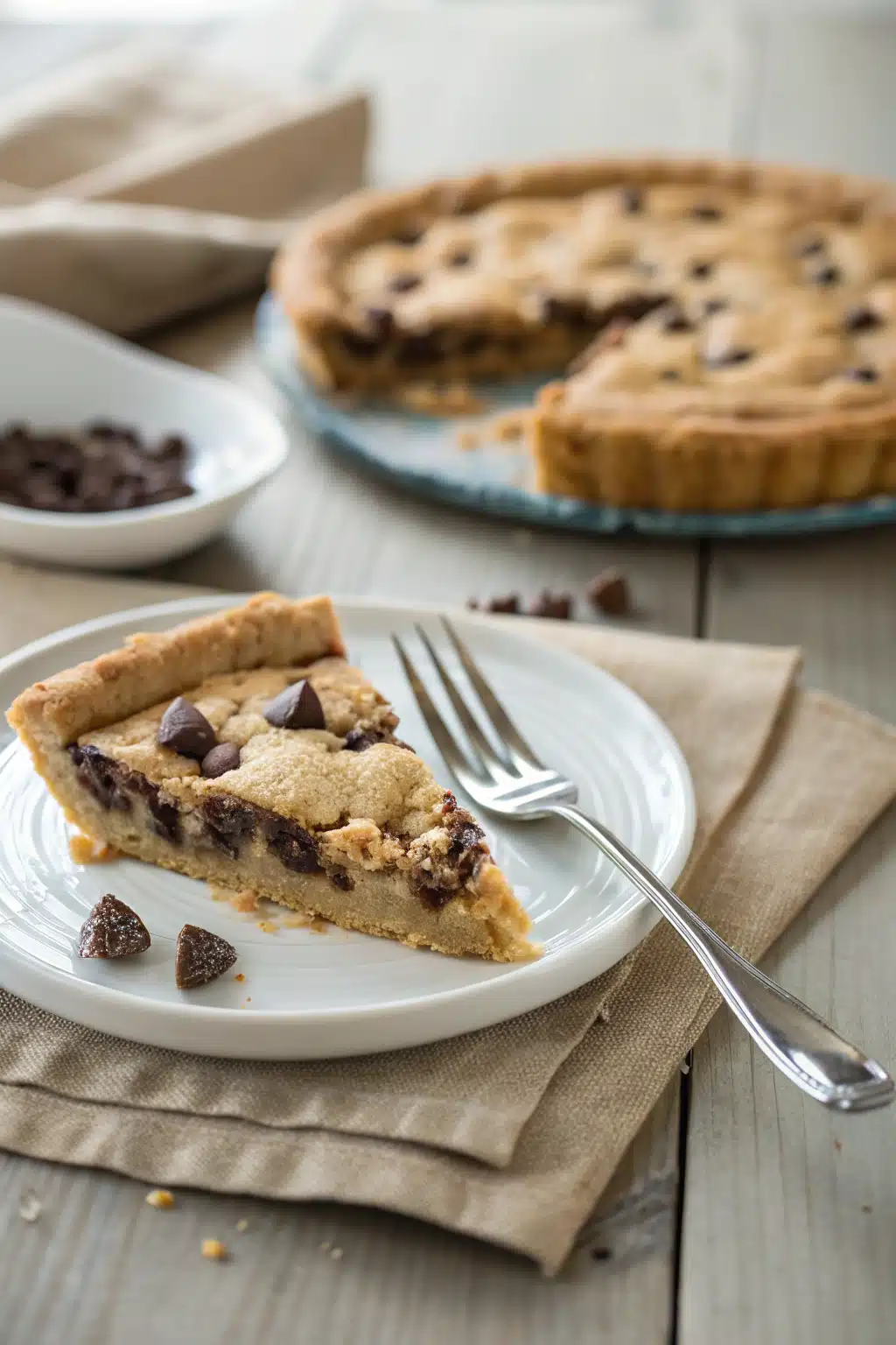 Chocolate Chip Cookie Pie ingredients organized and measured on kitchen counter