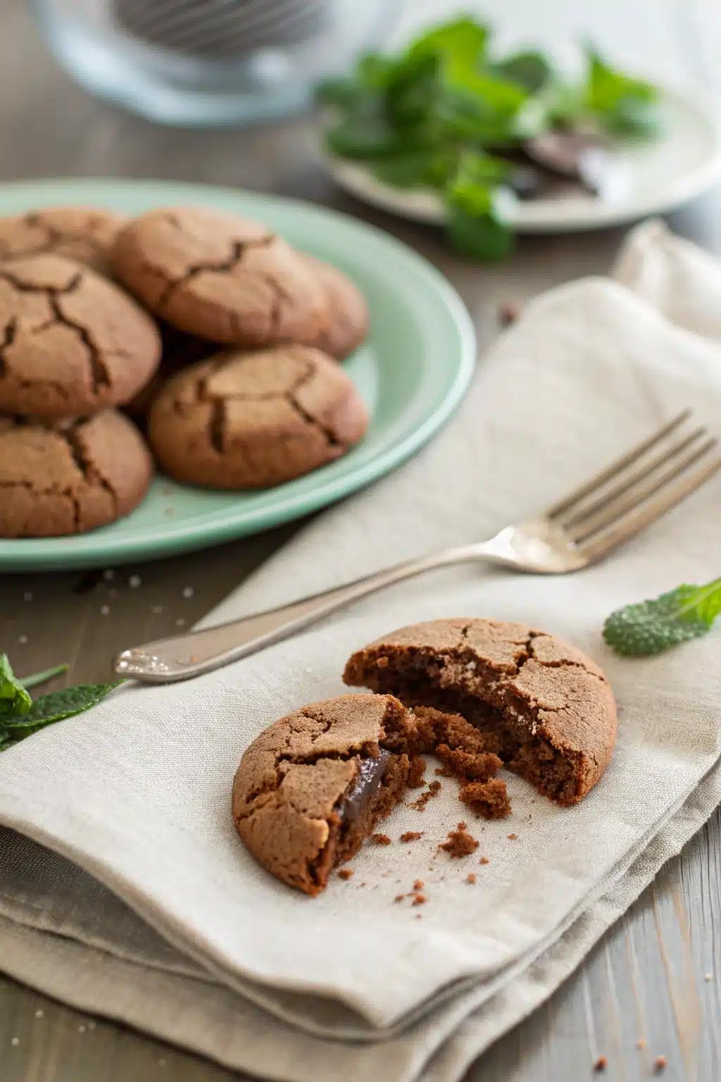 Chocolate Mint Cookies ingredients organized and measured on kitchen counter