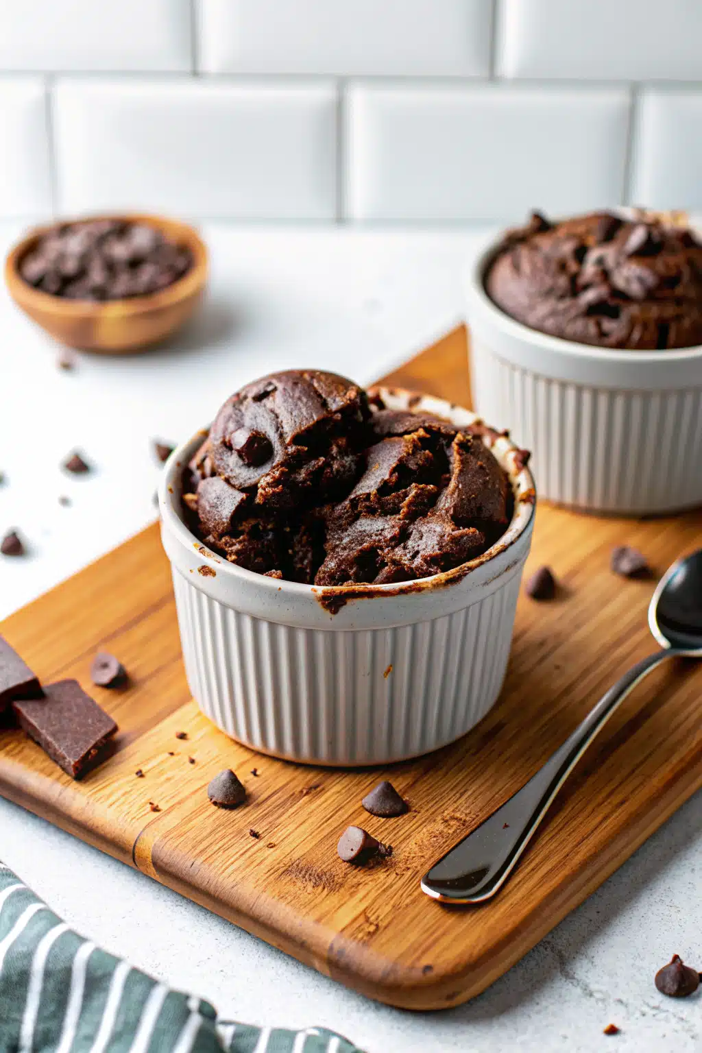 Chocolate Mug Cake slice on plate showing perfect texture and swirl pattern