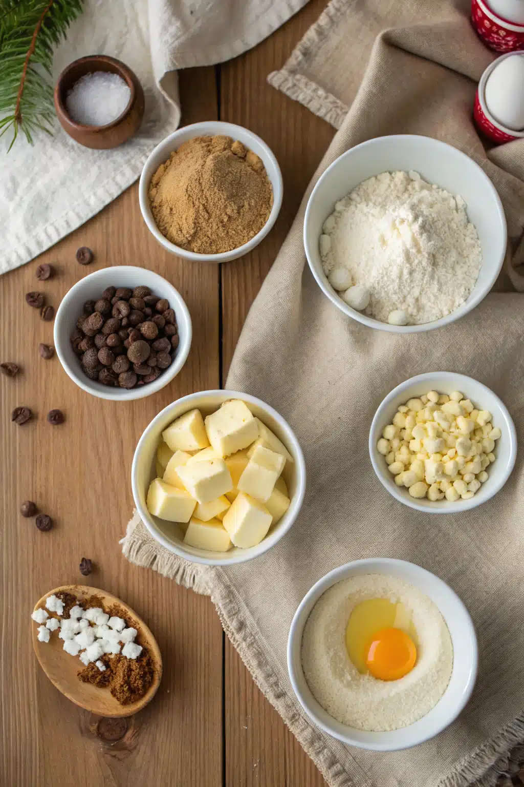 Christmas Cookies beautifully presented from an overhead angle