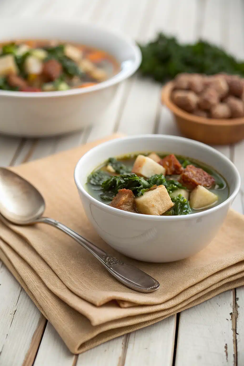 Zuppa Toscana recipe ingredients organized and measured on kitchen counter