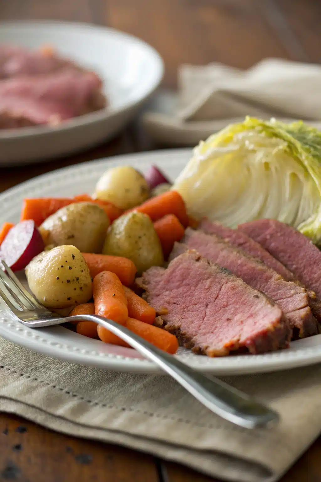 Corned Beef Cabbage ingredients organized and measured on kitchen counter