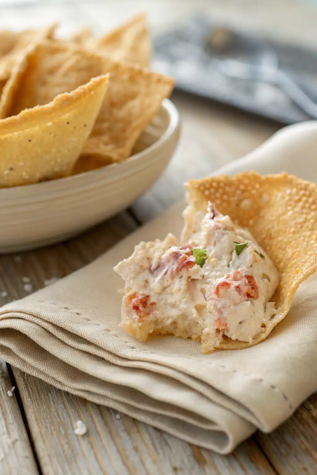 Crab Rangoon Dip slice on plate showing perfect texture and swirl pattern