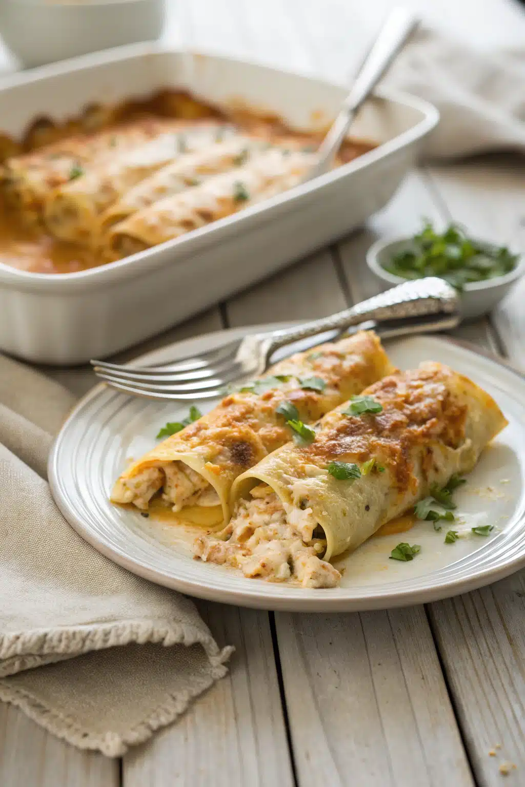 Cream Cheese Chicken Enchiladas ingredients organized and measured on kitchen counter