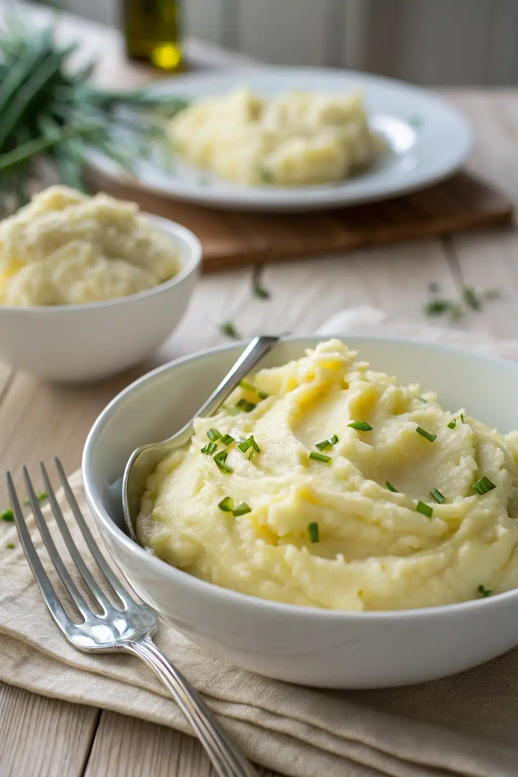 Cream Cheese Mashed Potatoes ingredients organized and measured on kitchen counter