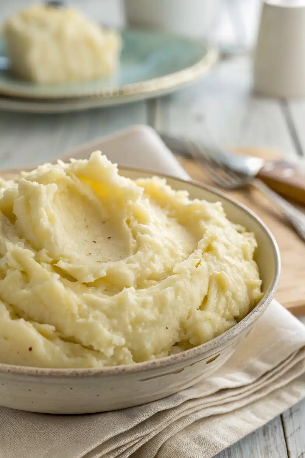 Cream Cheese Mashed Potatoes slice on plate showing perfect texture and swirl pattern