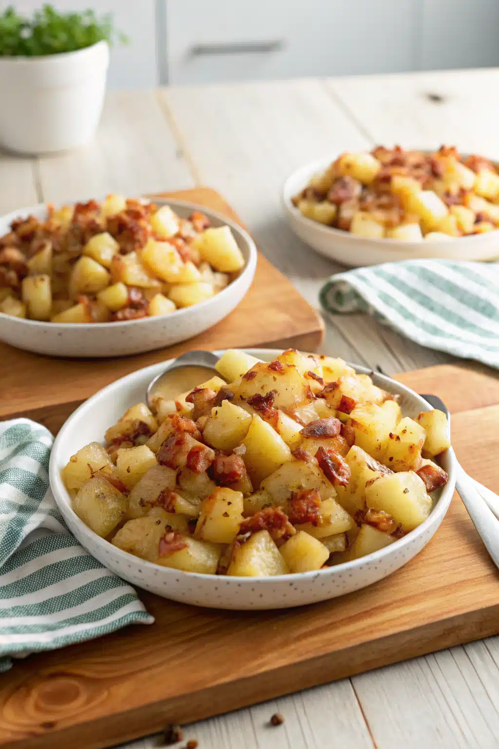 Crispy Cheese Bacon Potatoes ingredients organized and measured on kitchen counter