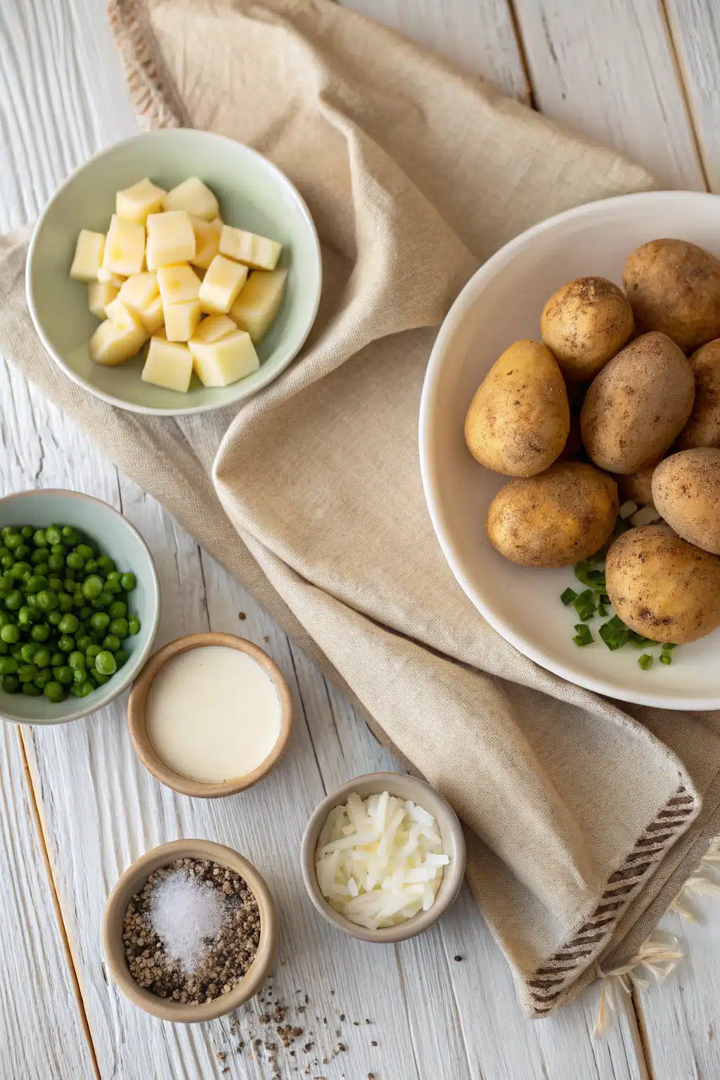 Crockpot Mashed Potatoes beautifully presented from an overhead angle