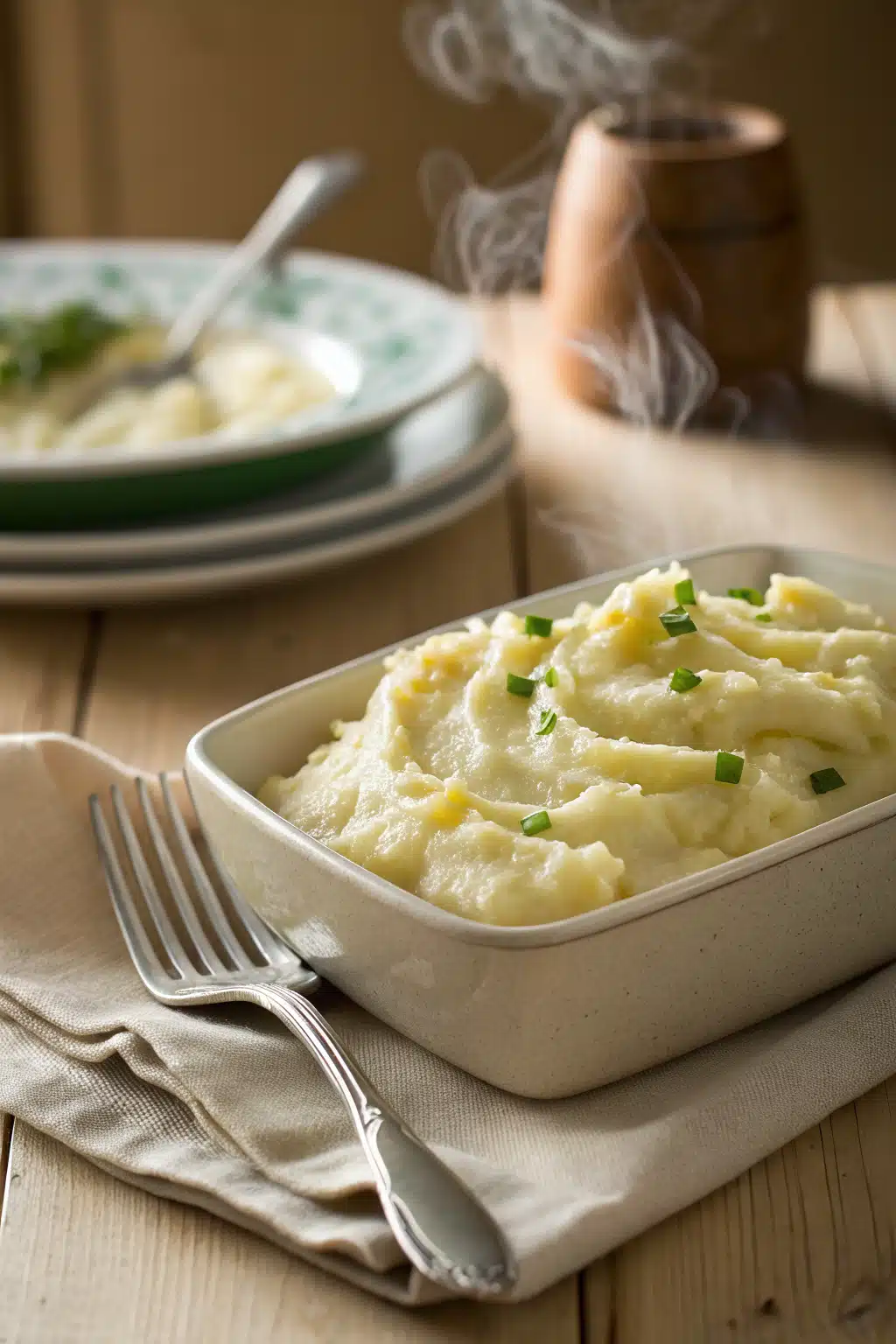Crockpot Mashed Potatoes ingredients organized and measured on kitchen counter