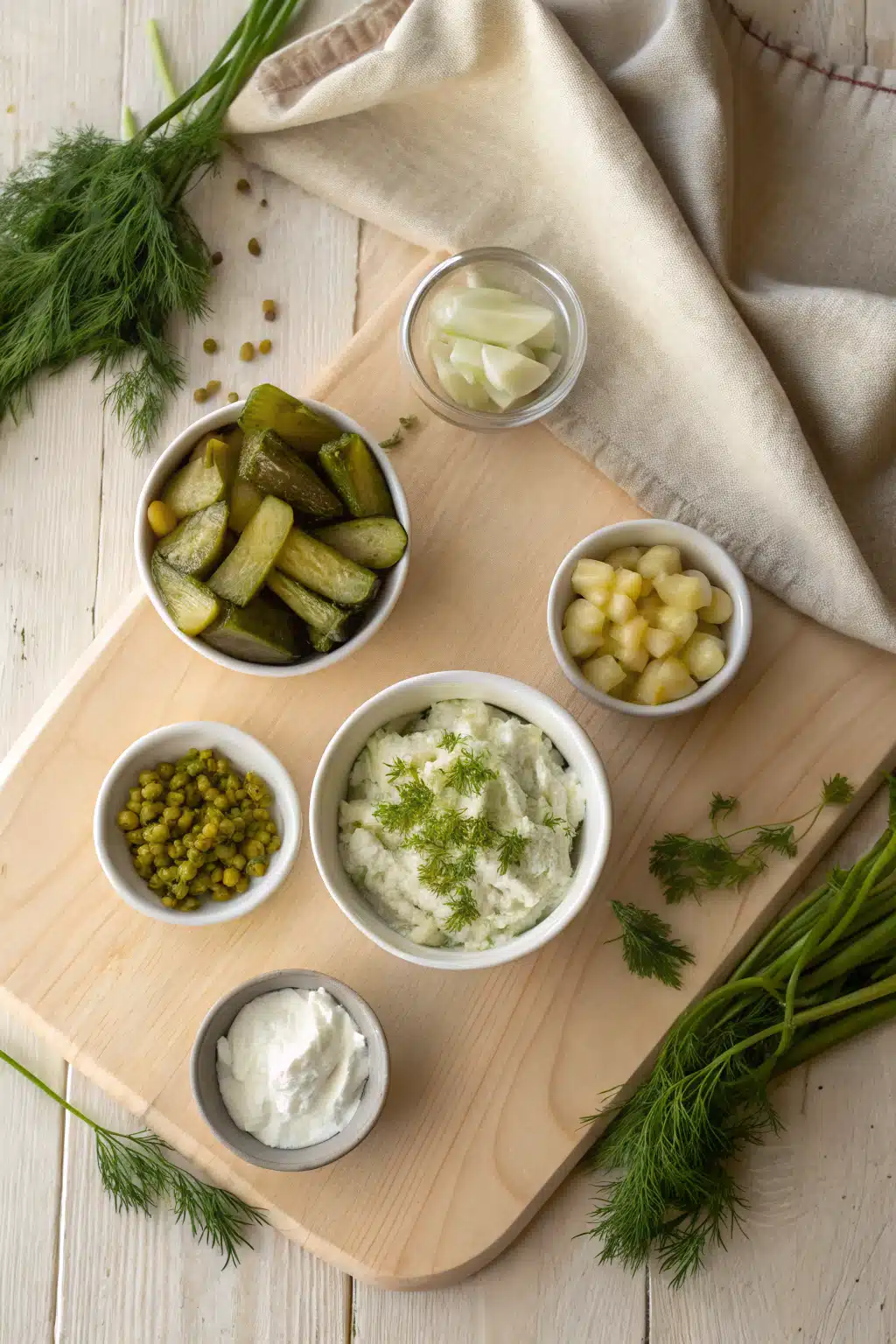 Dill Pickle Dip Recipe beautifully presented from an overhead angle