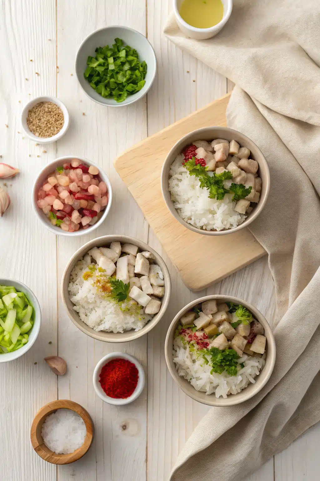 Dirty Rice beautifully presented from an overhead angle