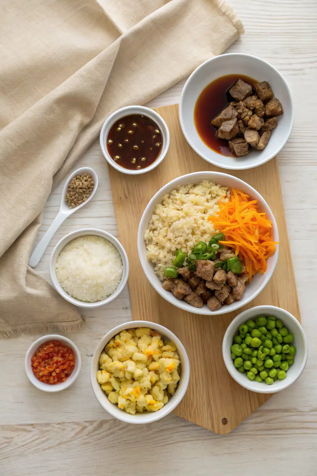 Easy Fried Rice How To Make It Delicious beautifully presented from an overhead angle
