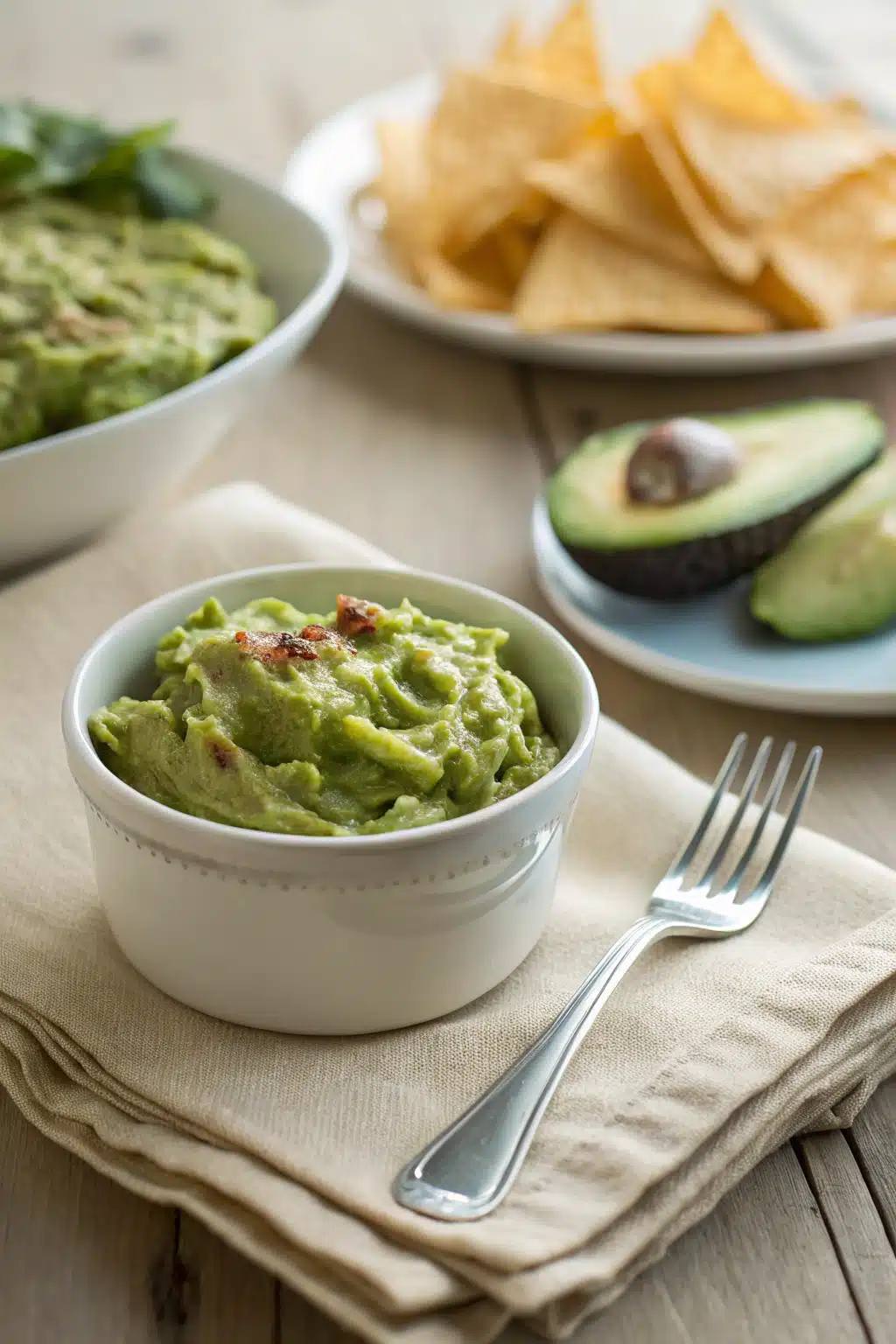 Easy Guacamole Recipe ingredients organized and measured on kitchen counter