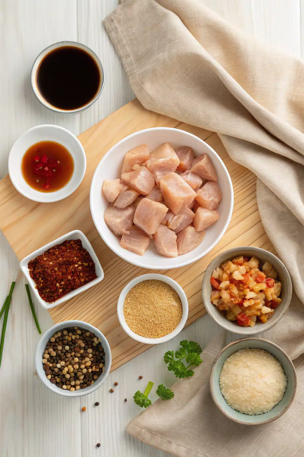 Firecracker Chicken Recipe beautifully presented from an overhead angle