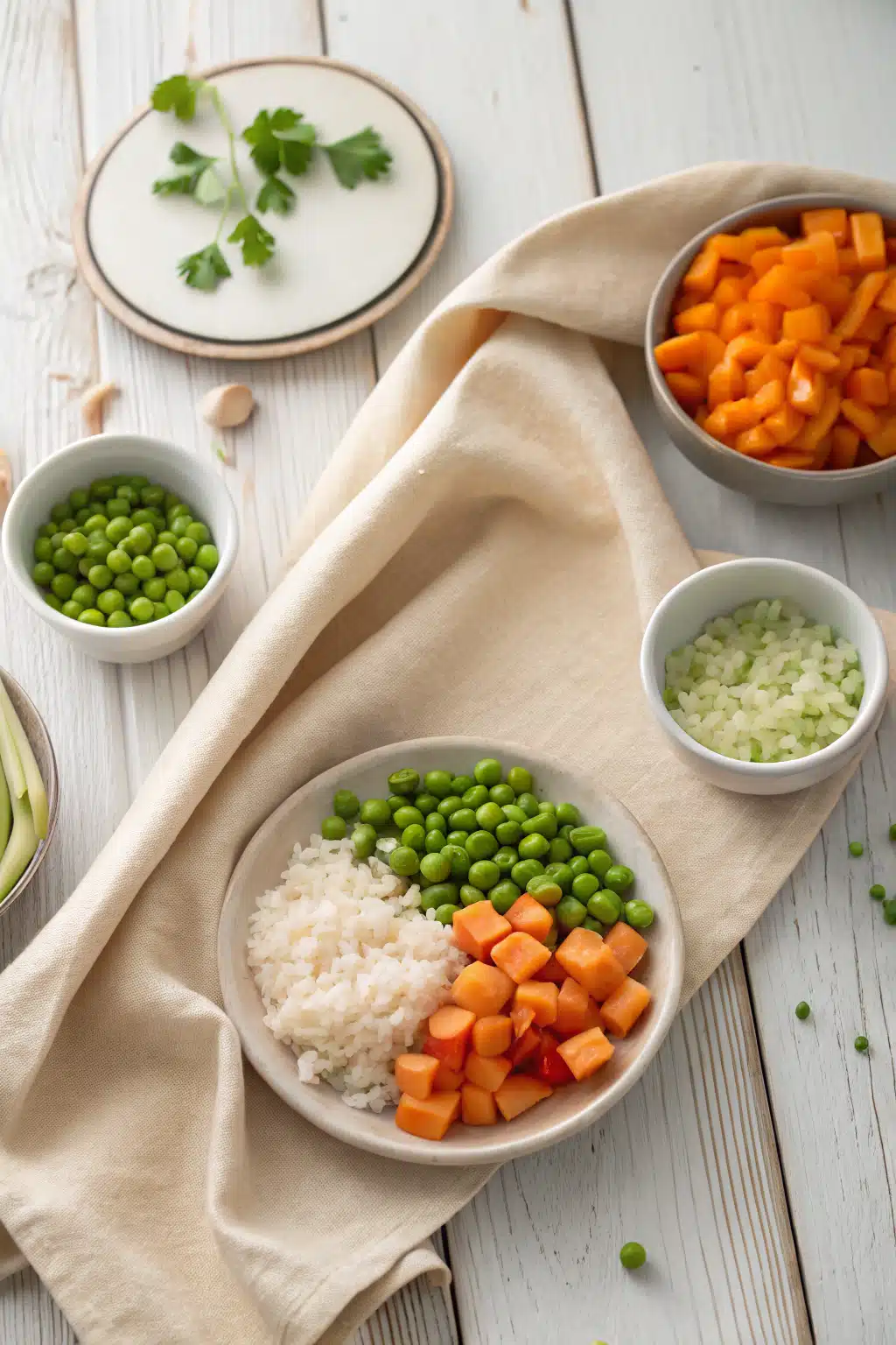 Fried Rice Recipe beautifully presented from an overhead angle