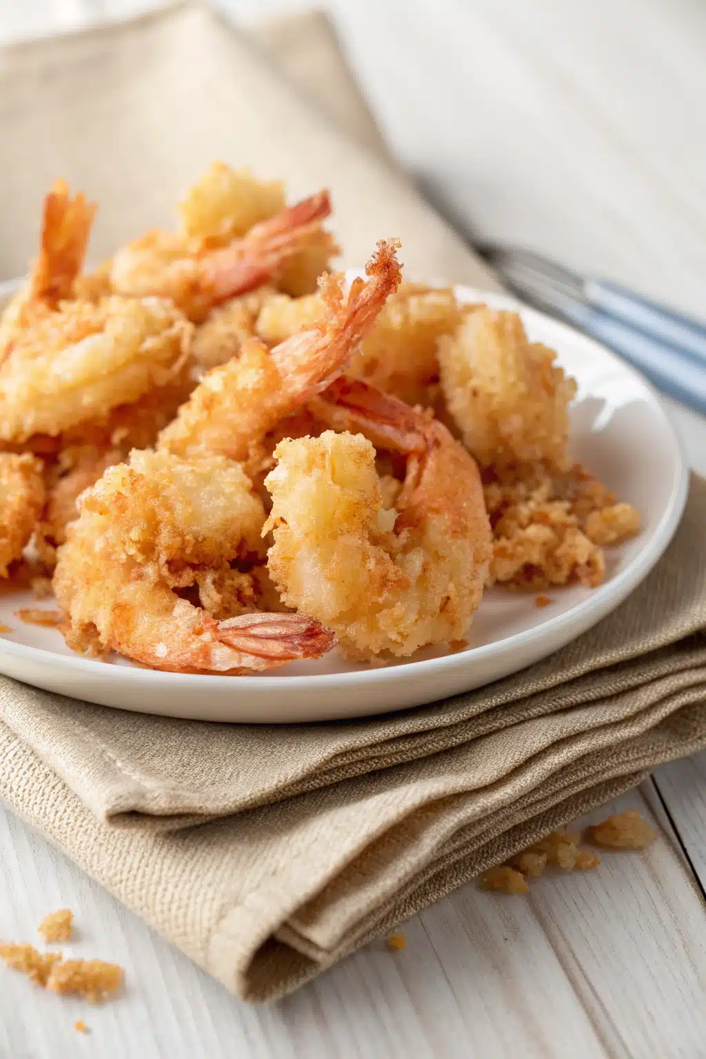 Crispy Fried Shrimp slice on plate showing perfect texture and swirl pattern